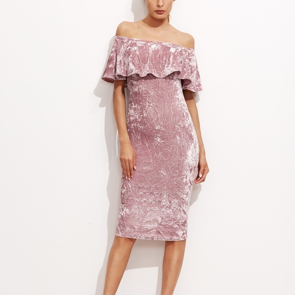 Unbranded Beautiful Party Off Shoulder Velvet Dres - Picture 2 of 7